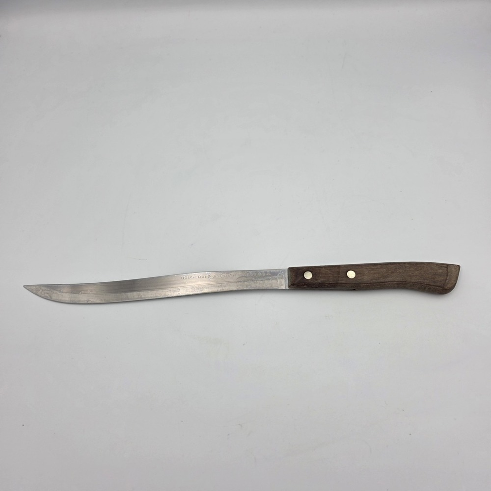 Vintage Household Surgical Stainless Steel USA Knife Wood Handle 13.5" Cutlery